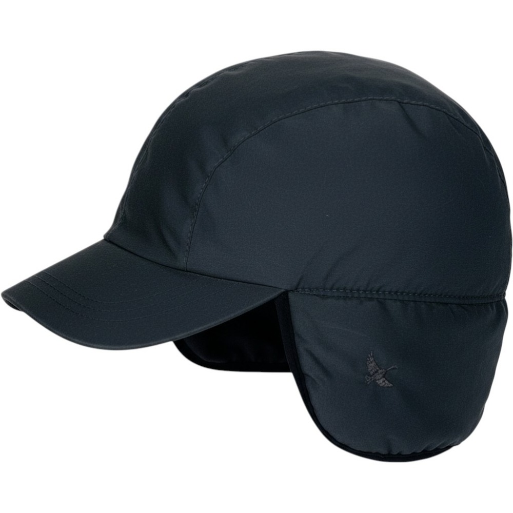 Eddie Bauer Down Insulated Winter Cap Hat Ear Flaps Fleece Lined Black L/XL